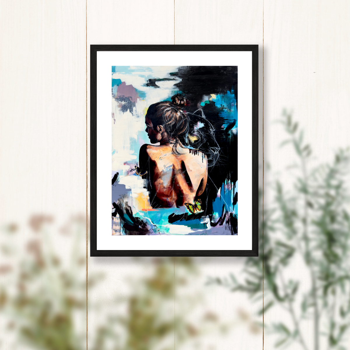 "Poised Velocity" - Portrait with Leopard Art Print - 11x14 inches