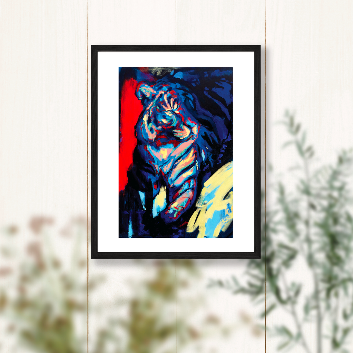 "Serenata Lunar" - Vibrant Tiger Painting Art Print - 11x14 inches