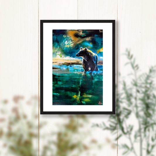 "Green Oasis" - Bear Painting Art Print - 11x14 inches