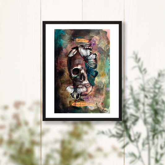 "Beautiful Death" - Skull Painting Art Print - 11x14 inches