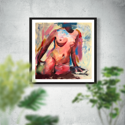 "Allure" - Nude Painting Fine Art Print - 12x12 inches