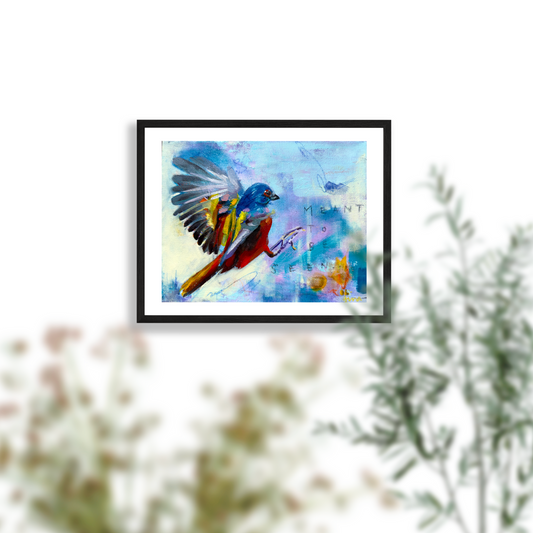 "Full Volume" - Painted Bunting Fine Art Print - 8x10 Inches
